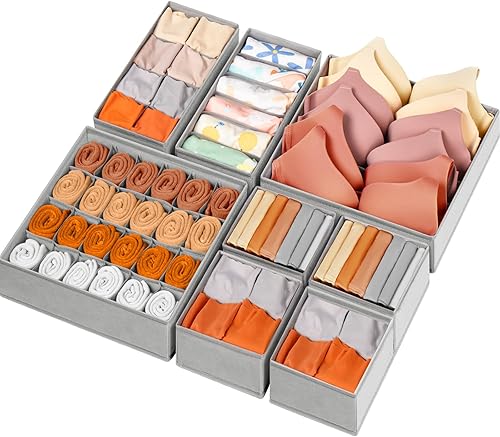 Organizador de cajones, paquete de 8 contenedores organizadores de aparador para ropa de bebé, calcetines de ropa interior, organización de armario