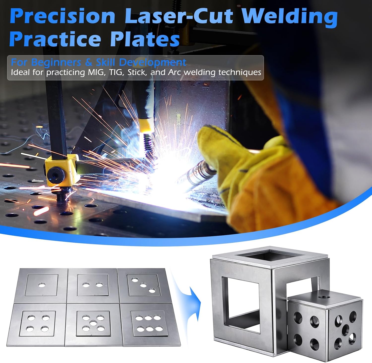 12pcs Welding Coupons, 1/8" 11 Gauge Mild Steel Welding Practice Plates, Beginners Welding Kit for MIG TIG Stick Arc Welding image 3