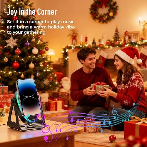 Miniatura 8 de Altavoz Bluetooth de inducción inalámbrico 5 en 1 con soporte ajustable para teléfono, nuevo altavoz recargable 2026, altavoces de sonido estéreo