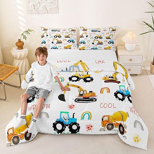 Miniatura 24 de Erosebridal Juego de edredón para niños, camión de bomberos, camión de bomberos, tamaño matrimonial, edredón acolchado de vehículo de policía, Color