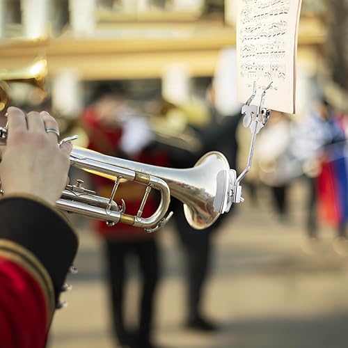 Miniatura 7 de Trompeta Trombón Clip de partituras Trompetista Lira Partitura Soporte de abrazadera (Plata)