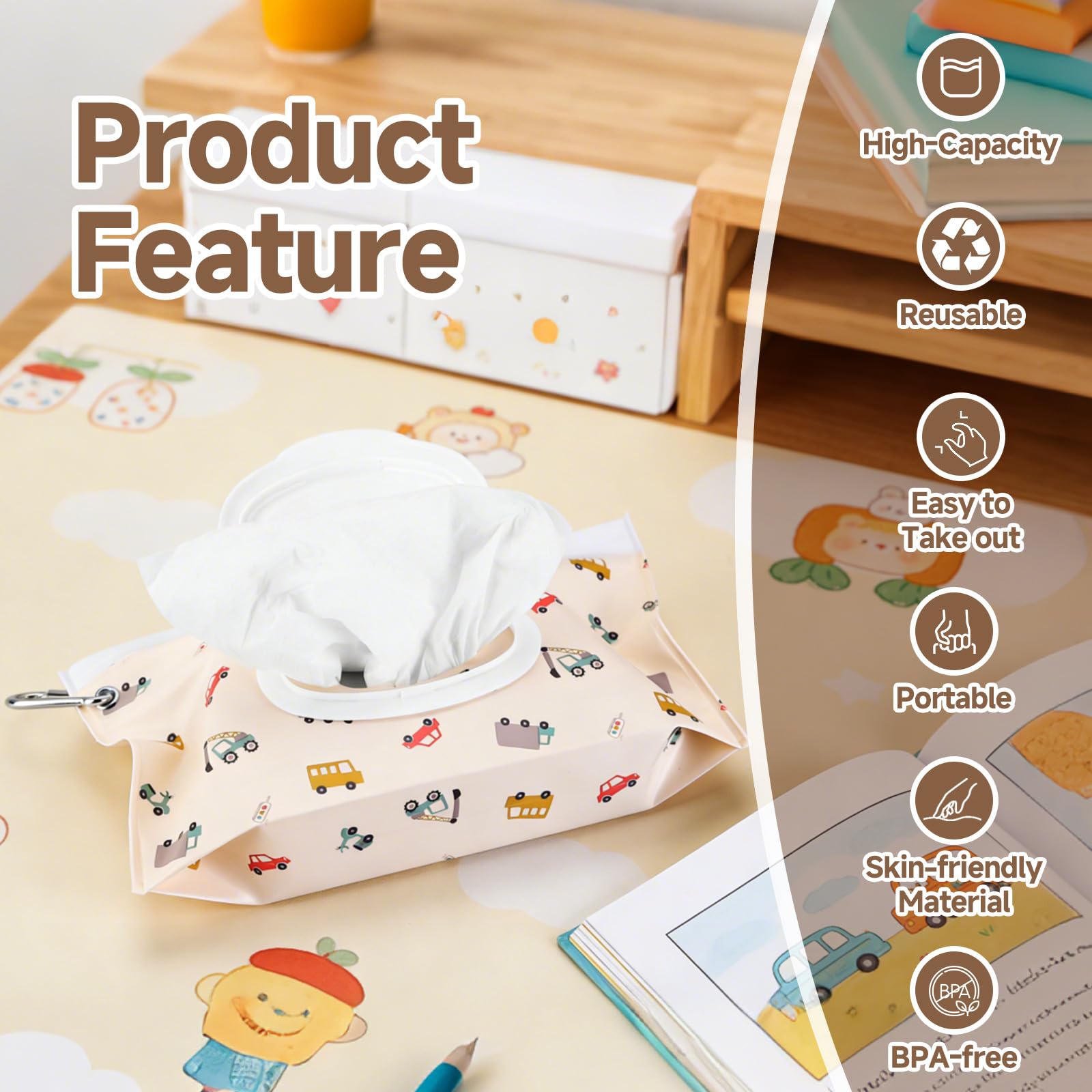 Wipes Container Compatible with Huggies - Portable Reusable Wipes Bag Pouches - Travel Wet Wipes Dispenser - Refillable Wipe Holder Case - Wipe Bags Pouch for Diaper Bag for Outdoor, Bathroom and More — view 5
