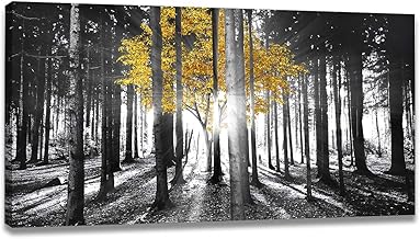 ChaudArt Nature Wall Art Modern Canvas Painting Tree Life Wall Art Black and yellow The Picture for Home Decoration forest Print On Canvas Artwork for Wall Decor