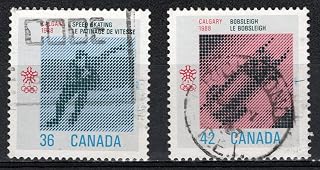 Canada - 1988 Olympic Games, Calgary, Alberta - Postage Stamp - Set of Two # 1130 - # 1131 - Very Good Condition