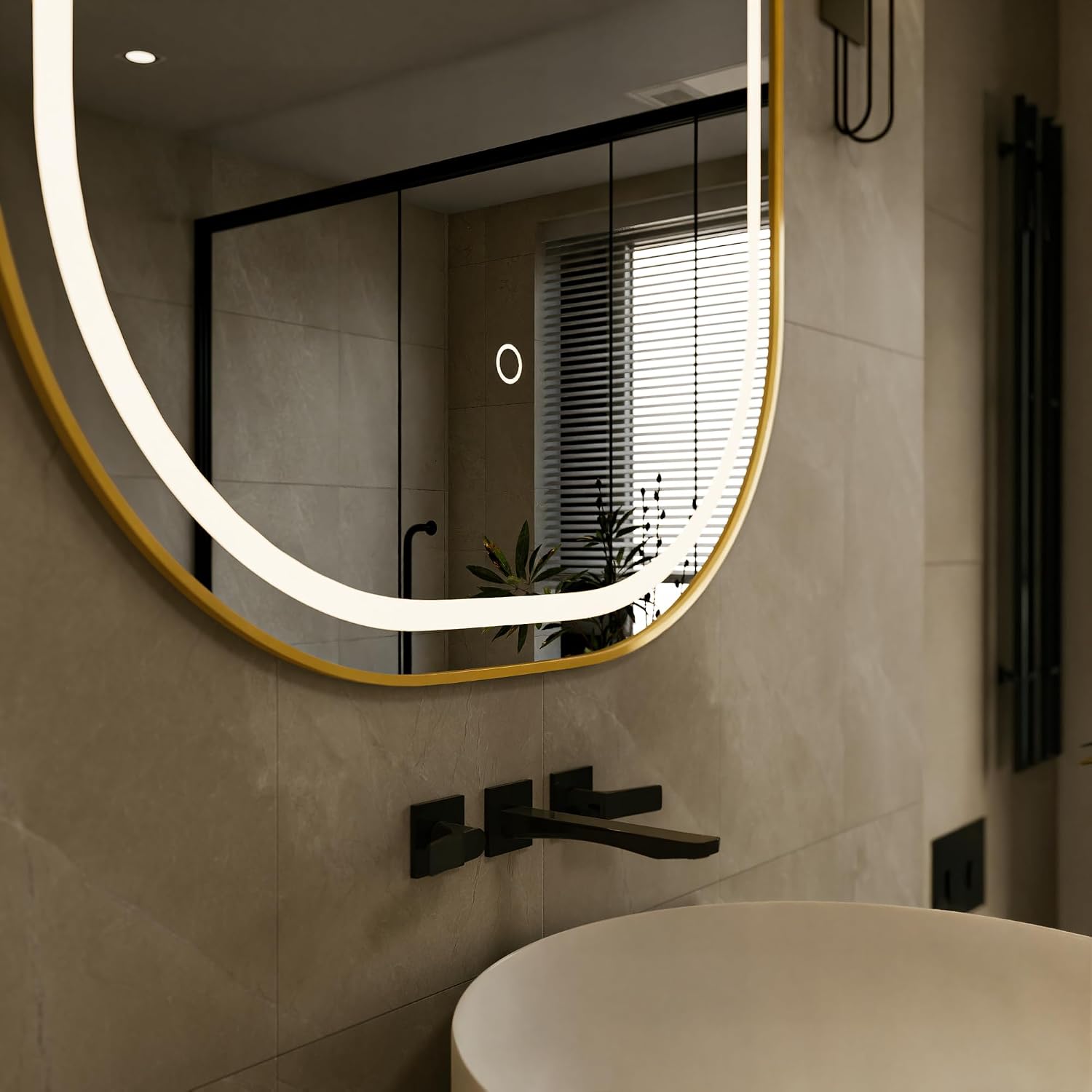 LEDMyplace 48 Inch LED Lighted Bathroom Vanity Mirror, Gold Frame, 3000/4000/6000CCT Changeable & Remembrance, Anti-Fog, CRI 90+, Touch Switch, 69 Watt, 3060 Lumens, Makeup Mirror