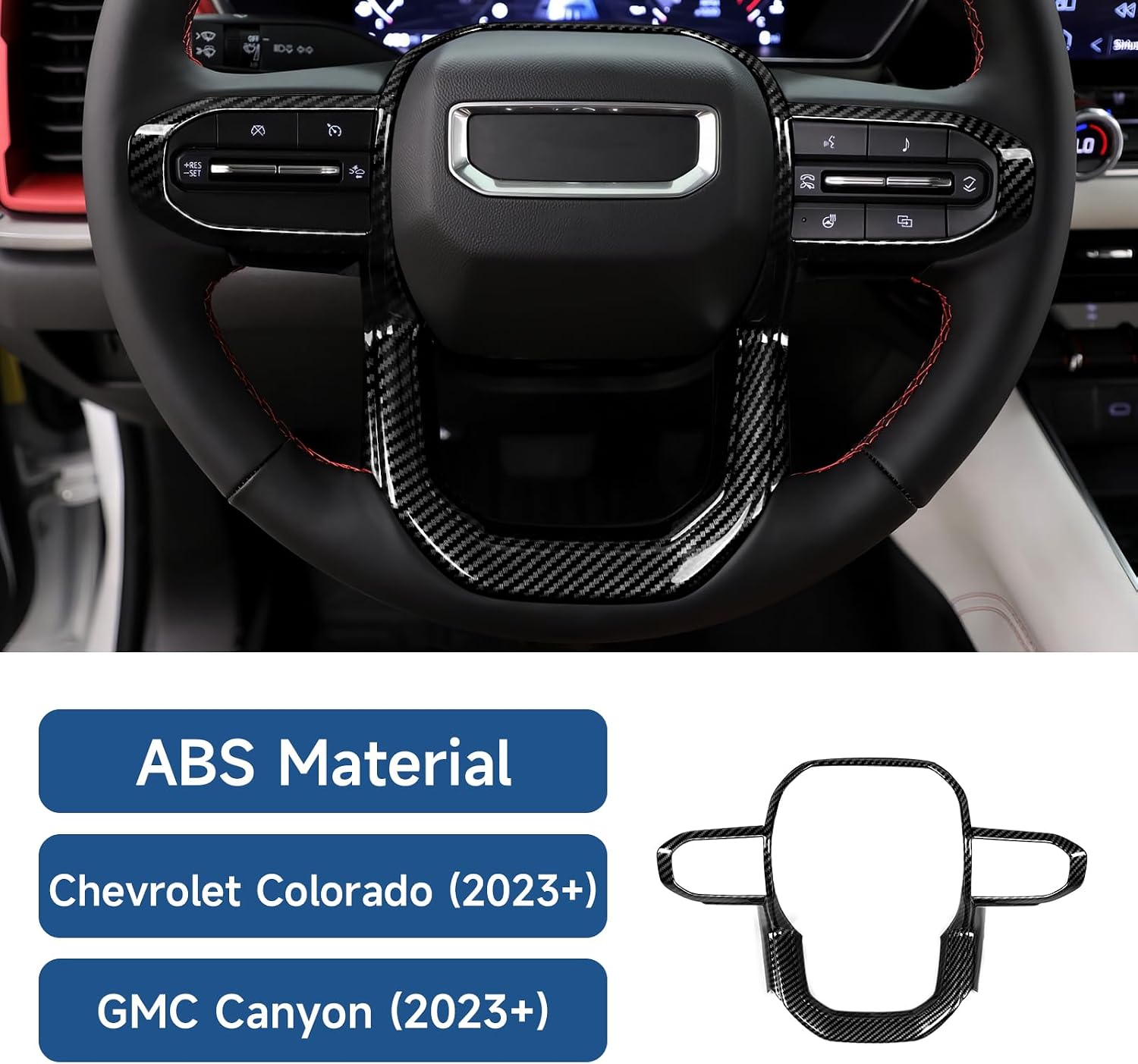 Car Car Steering Wheel Decal Sticker ABS Carbon Fiber Interior Trim Cover for Chevrolet Colorado/GMC Canyon 2023 2024 2025 2026 Accessories