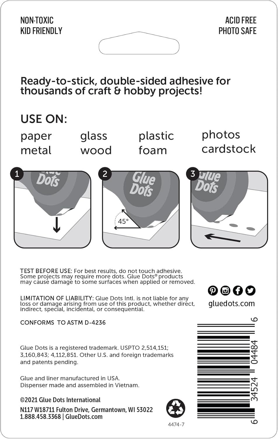 , Craft Dots Dot N' Go Dispenser, Double-Sided, 3/,.38 Inch, 200