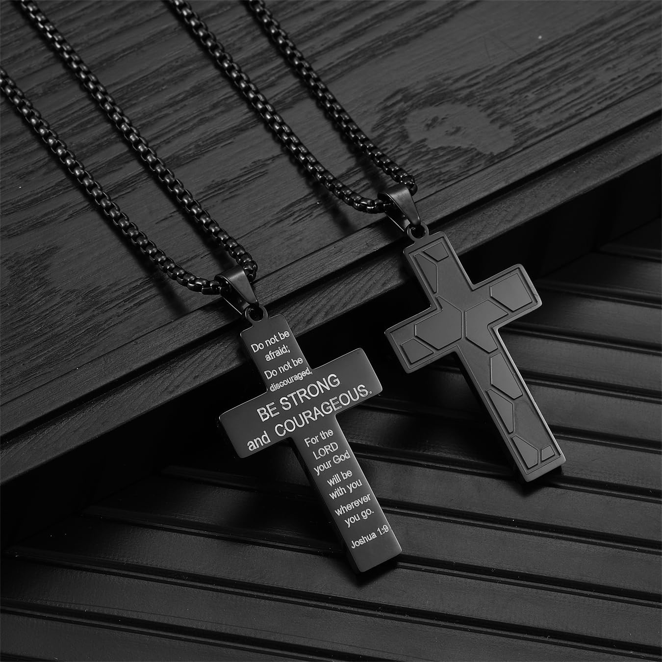 RWQIAN Soccer Cross Necklace for Men Bible Verse, Religious Faith Christian Scriptures Pendant Cross Chain, Baptism 1st First Communion Graduation Gifts for Boys Father's Day Jewelry for Him - Image 3