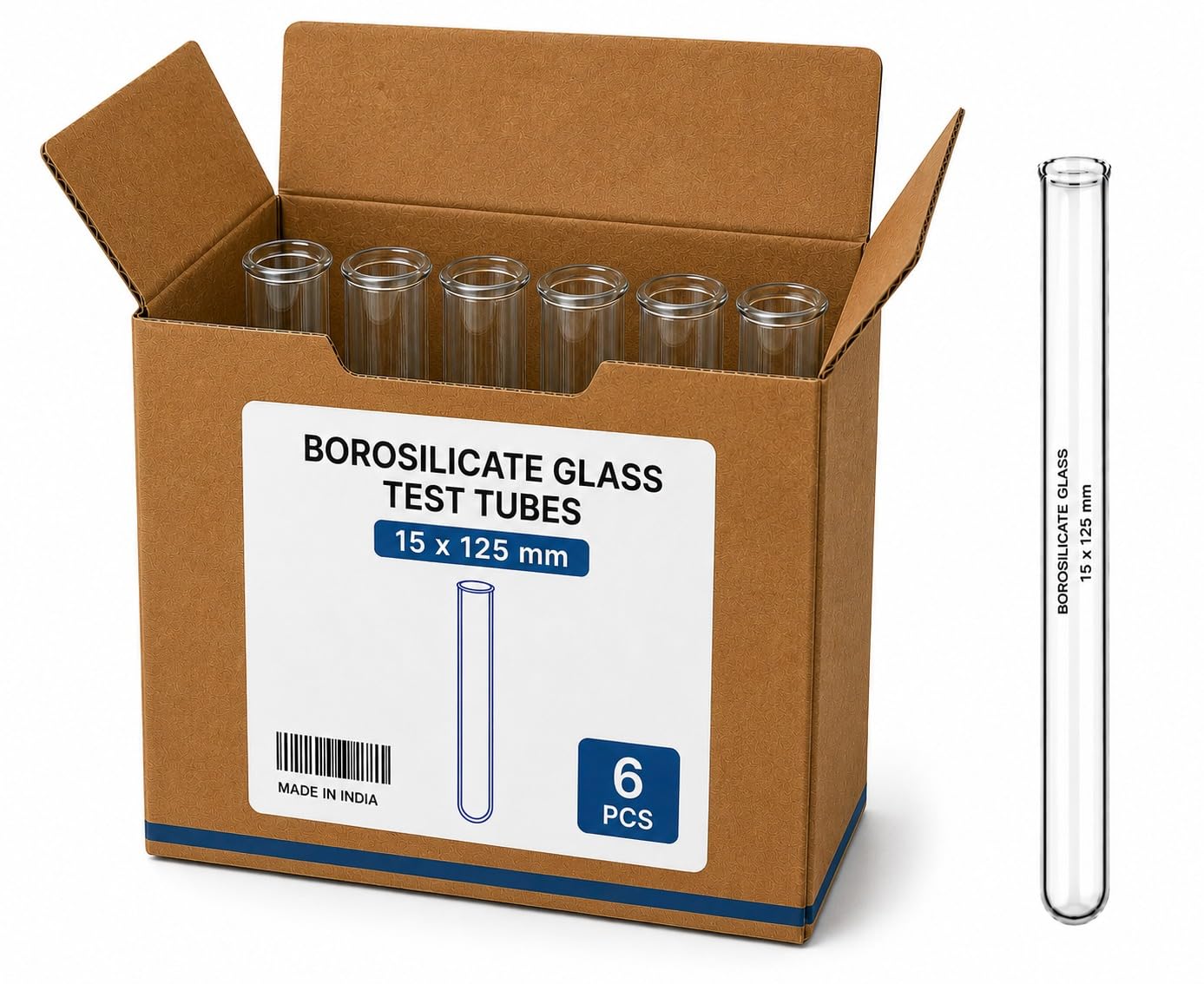 Borosilicate Glass Test Tubes 15 x 125 mm (Pack of 6) – Laboratory Grade Heat Resistant Test Tubes for Chemistry, School, College, Research & Scientific Experiments-image-15