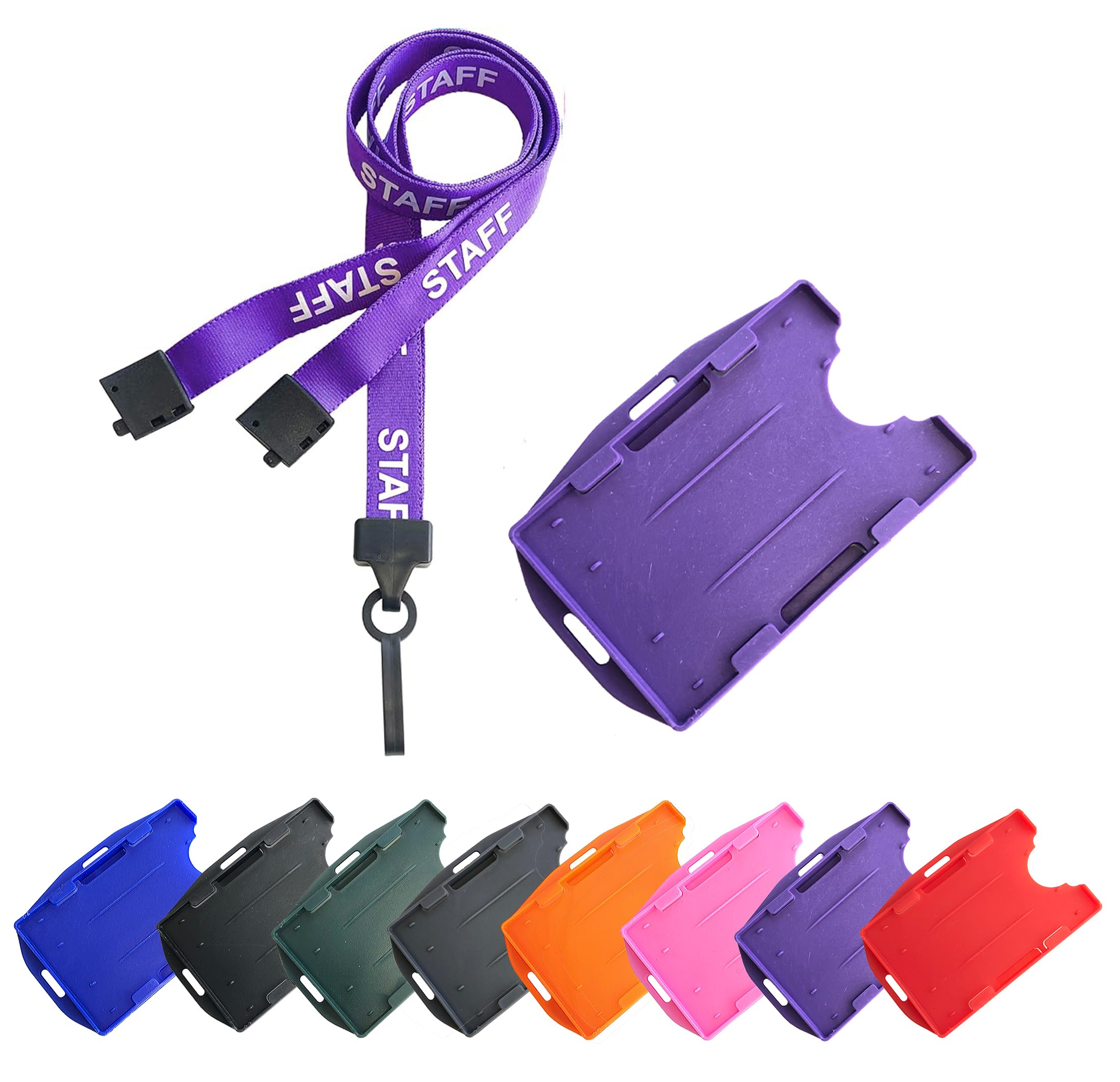 PCL Media ltd® Purple Staff Lanyard with Card Holder Safety Breakaway Clip Staff Lanyard with Card Holder & Matching Dual Double Sided Colour ID Badge Holder — image 1