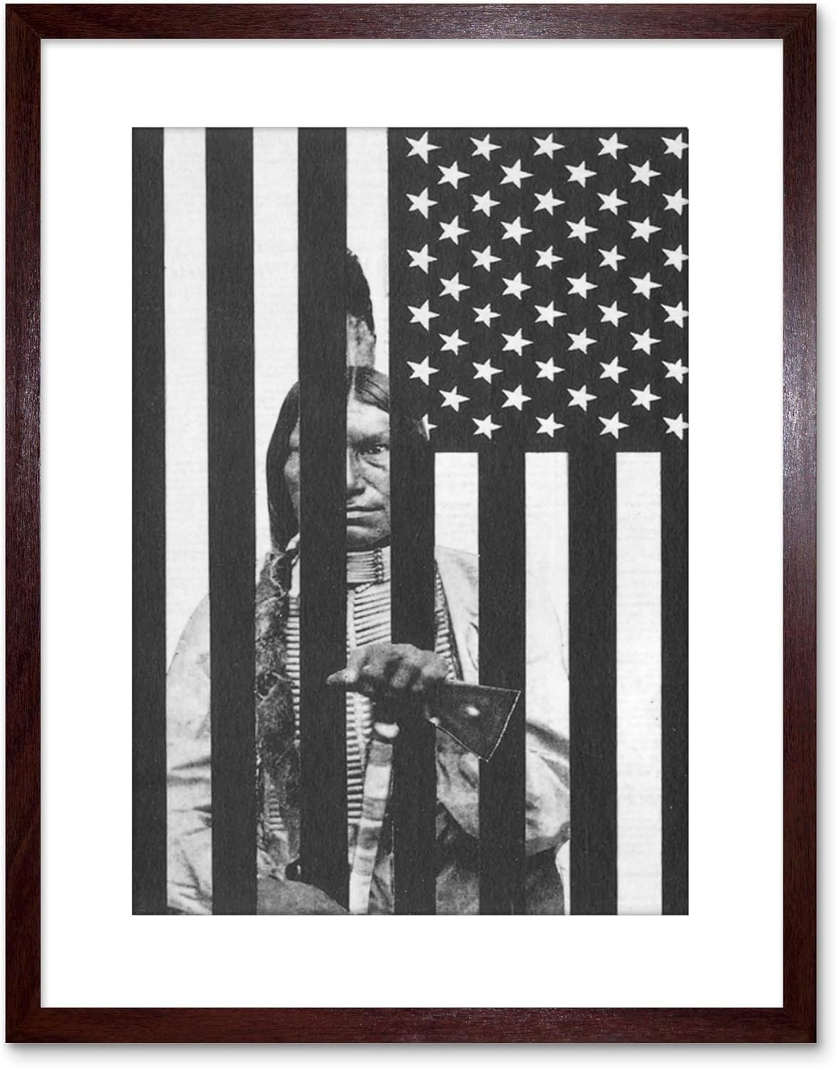 AD POLITICAL WOUNDED KNEE NATIVE AMERICAN MASSACRE FRAMED