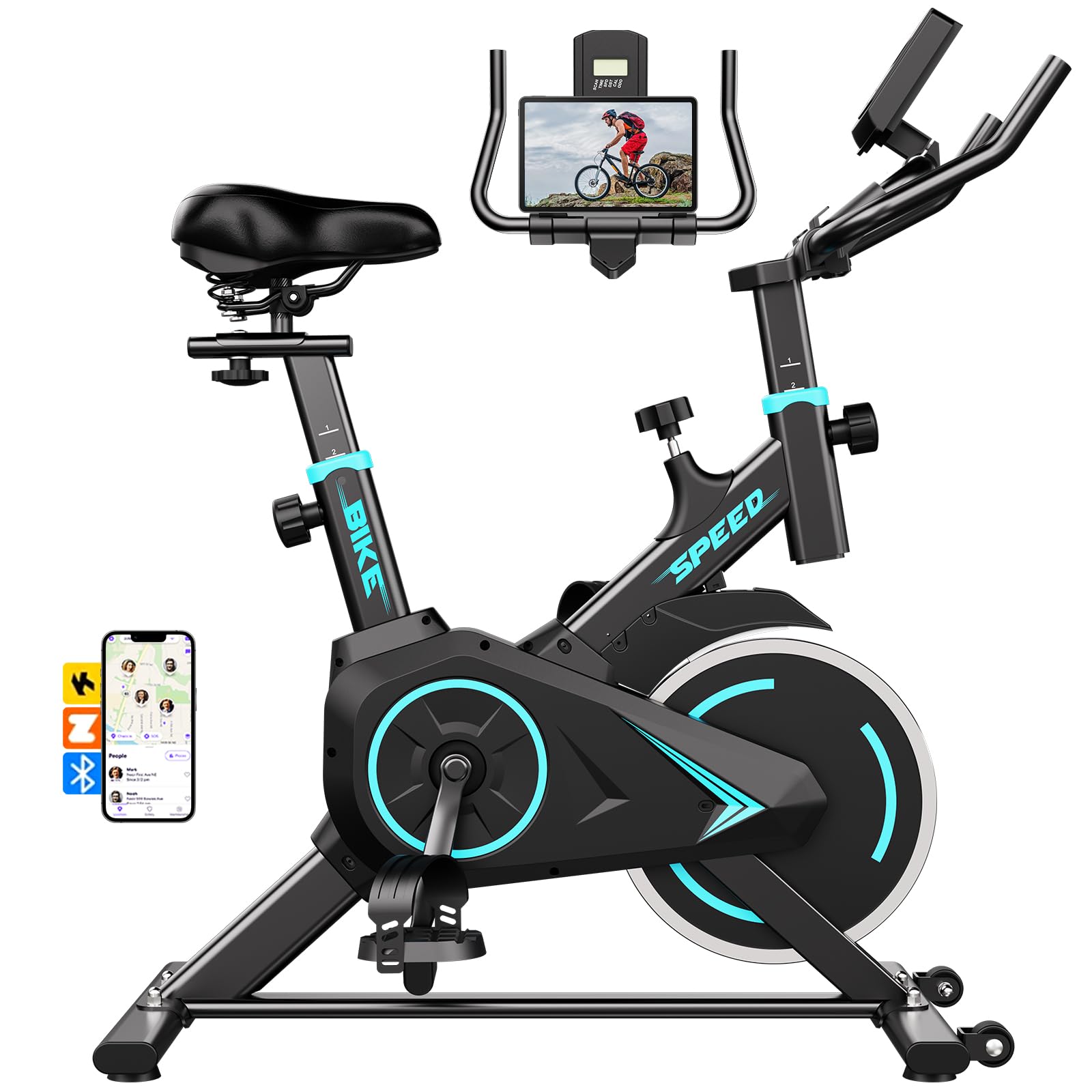 Y-RAIN Cyclette da Casa con App, Ciclette Resistenza 0-100% Regolabile, Bicicletta da Appartamento Silenziosa, Design Ergonomico, Capacità 120 kg