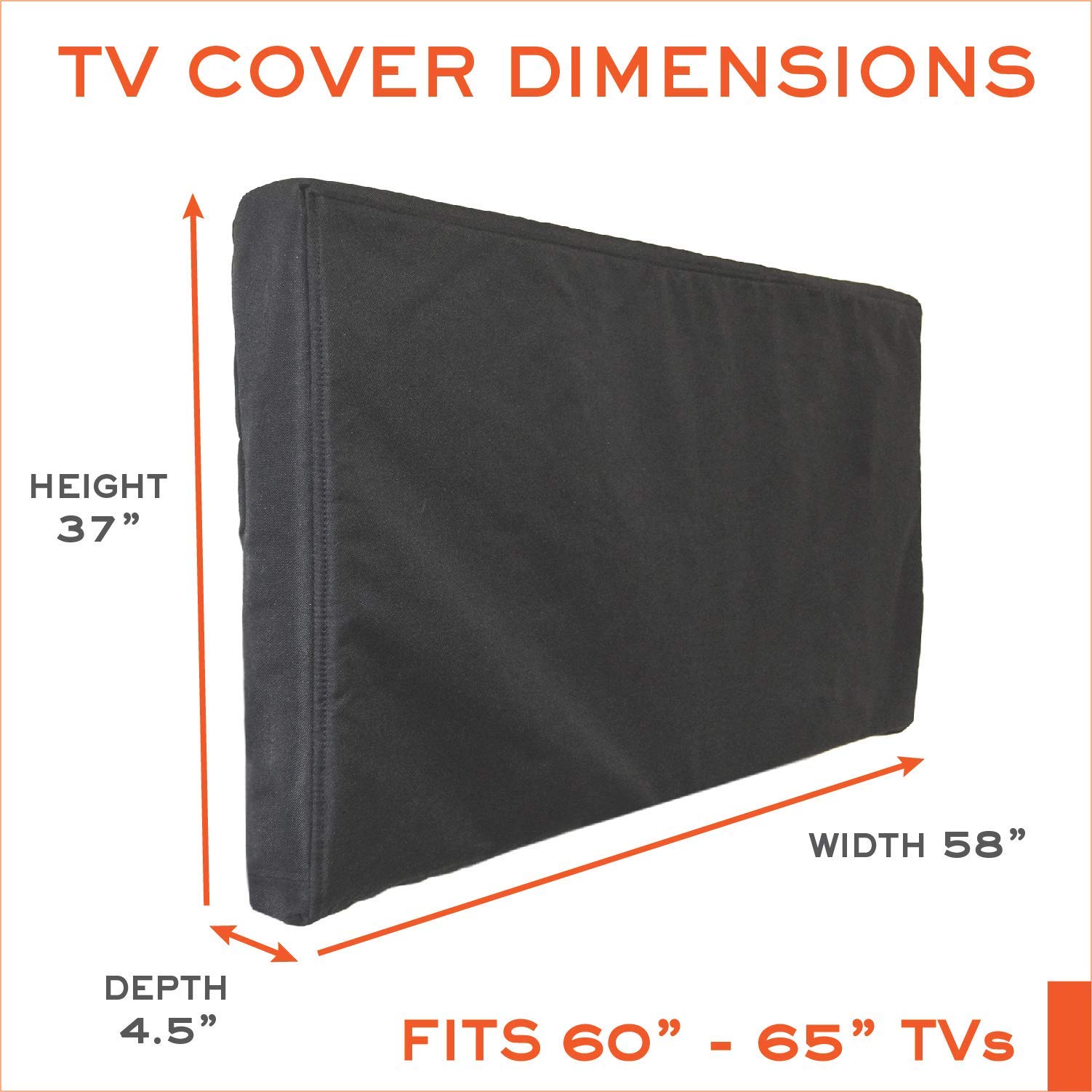 Covertecs - Cover TV da 60-65", con cerniera, copertura completa, interno morbido antigraffio, resistente alle intemperie, colore: nero