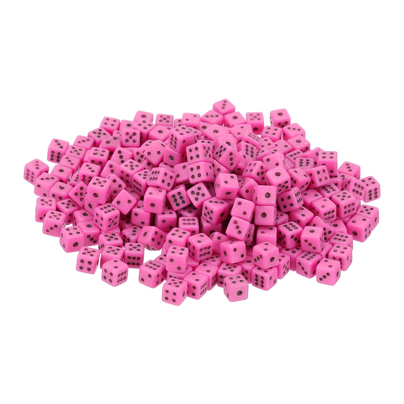 sourcing map 250Pcs Mini Dice, 5mm/0.2" Acrylic Tiny Six Side Game Dot Square Dice Bulk for Table Board Game Party Activities, Pink/Black