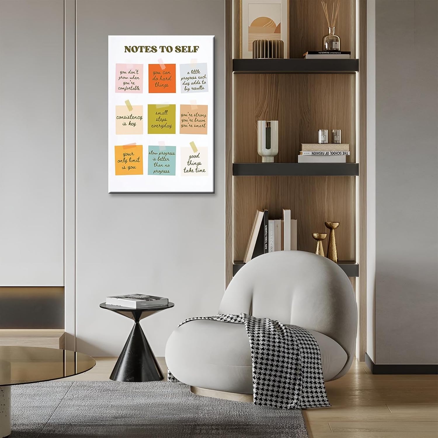 JMGHKL Inspirational Positive Posters Uplifting Saying Wall Art Notes To Self Motivational Quotes Prints Mental Health Artwork For Teen Room Office Dorm Bedroom Decor 16x24in Framed