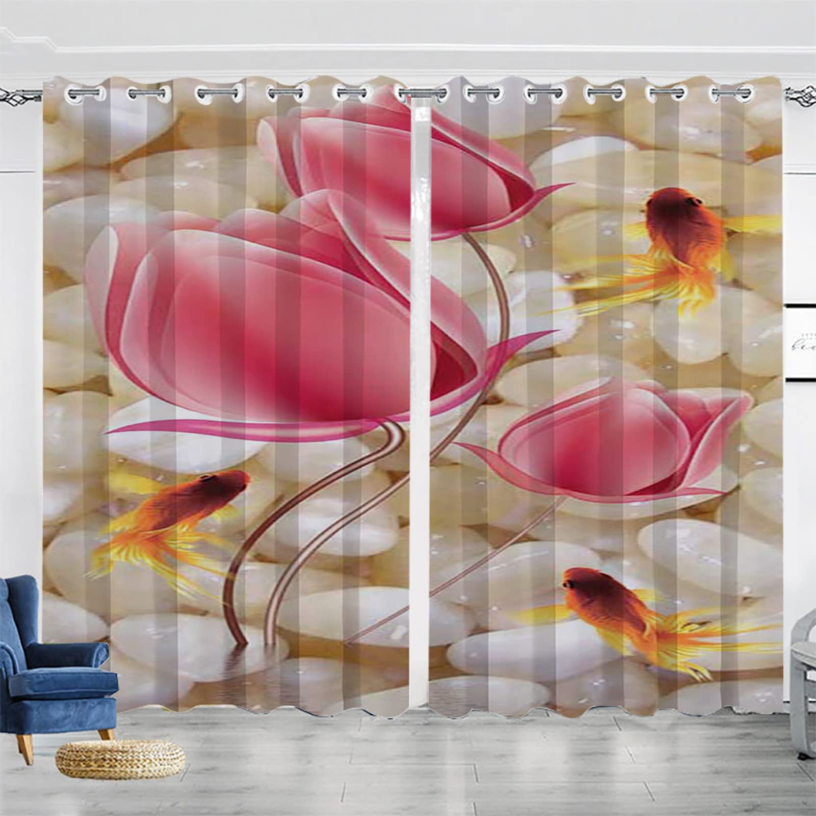 Vorhang Blickdicht Verdunklungsvorhänge Gardienen 2-SetBlume 150x166cm