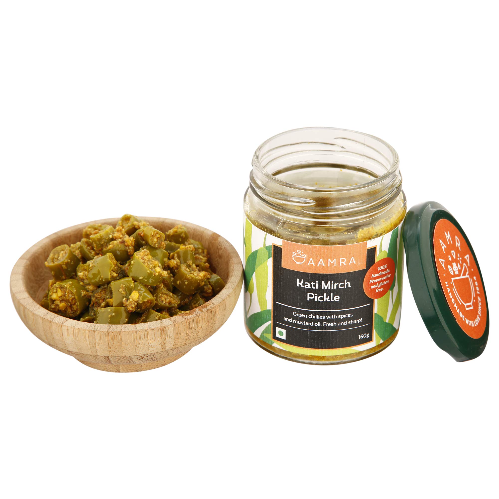 Aamra Homemade Traditional Kati Mirch Pickle (Fresh Green Chilli Pickle) 160g-image-10