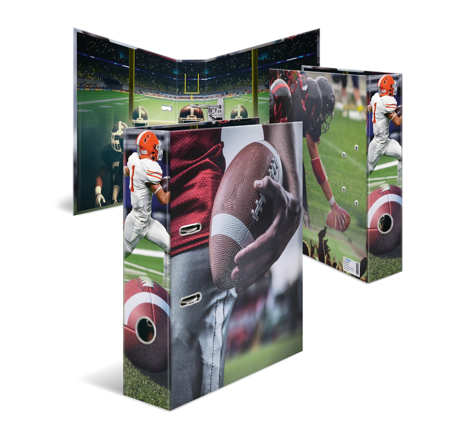 HERMA Raccoglitore ad anelli formato A4, motivo: football americano, confezione da 5, dorso da 70 mm, resistente, con motivo sportivo, finitura lucida e stampa interna, raccoglitore ad anelli per