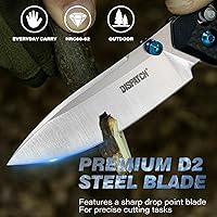 Vista 2 de Dispatch Axis Lock - Cuchillo de bolsillo plegable con clip, hoja de acero D2 de 3.27 pulgadas y mango de fibra de carbono, cuchillos plegables