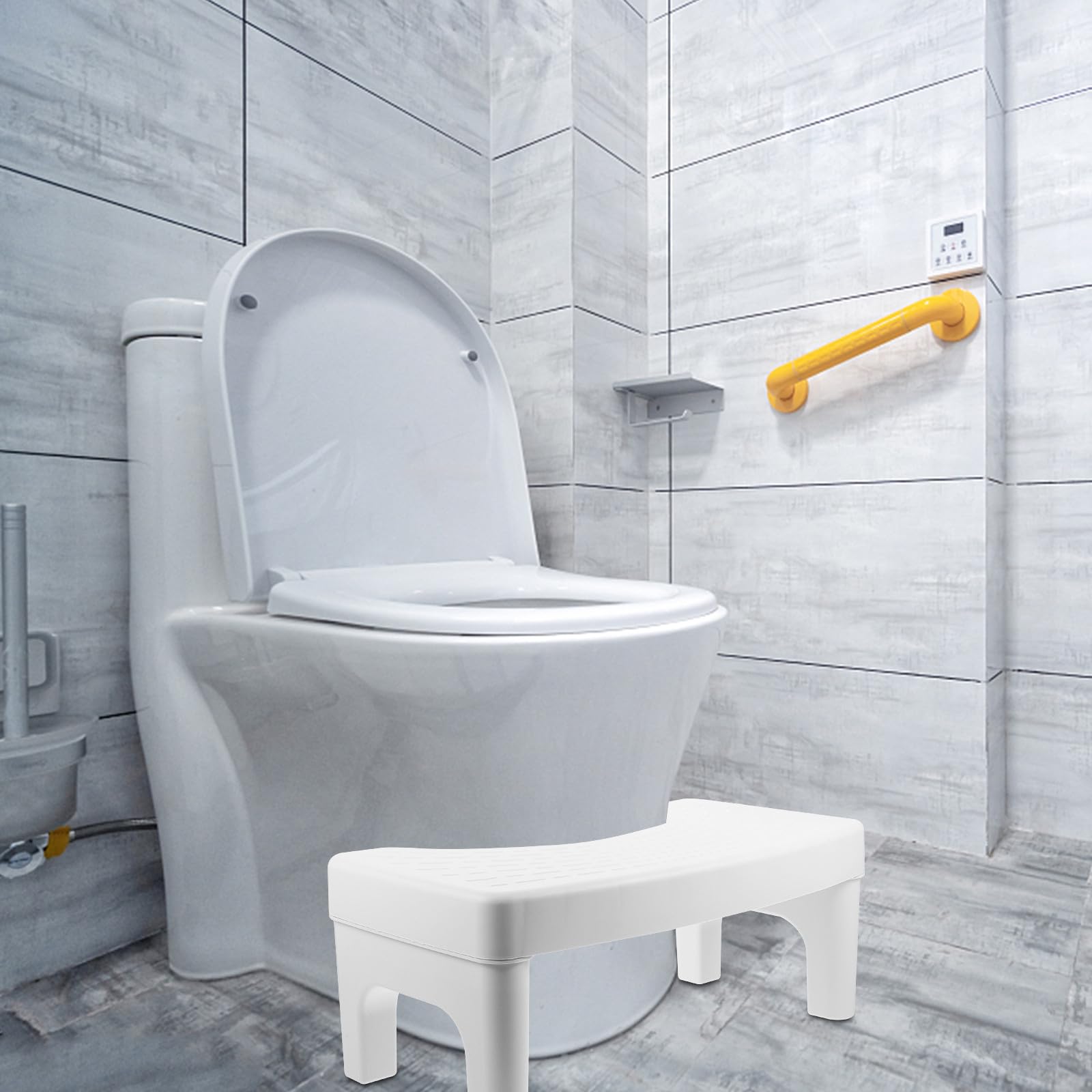 Sgabello per Wc Antiscivolo in Plastica Resistente, Poggiapiedi Ergonomico Compatto per Adulti, Supporto per Toilette in Casa, Hotel e Bagni Pubblici, Ausilio la Mobilità