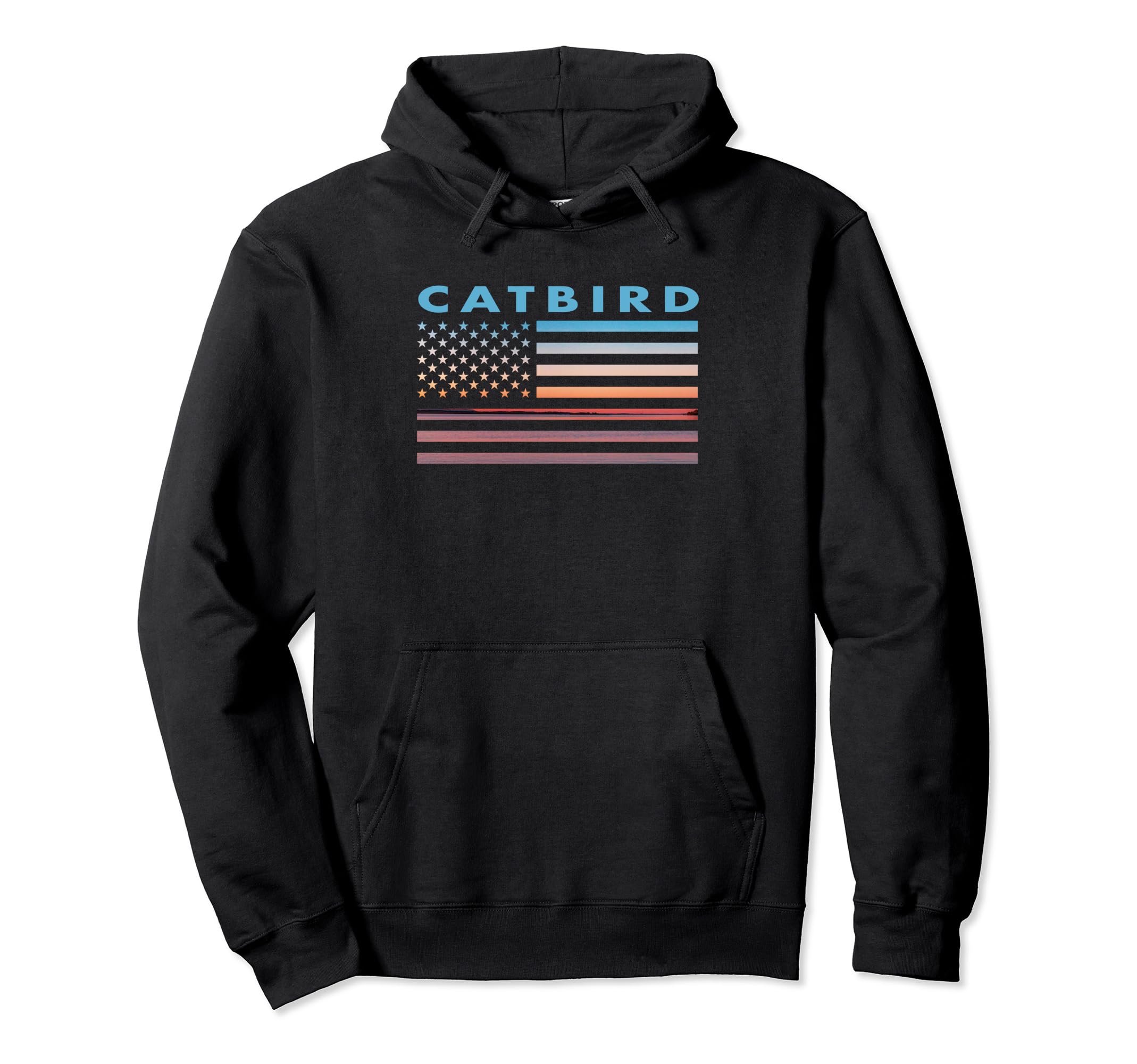 Vintage Sunset American Flag Catbird, Ohio Pullover Hoodie