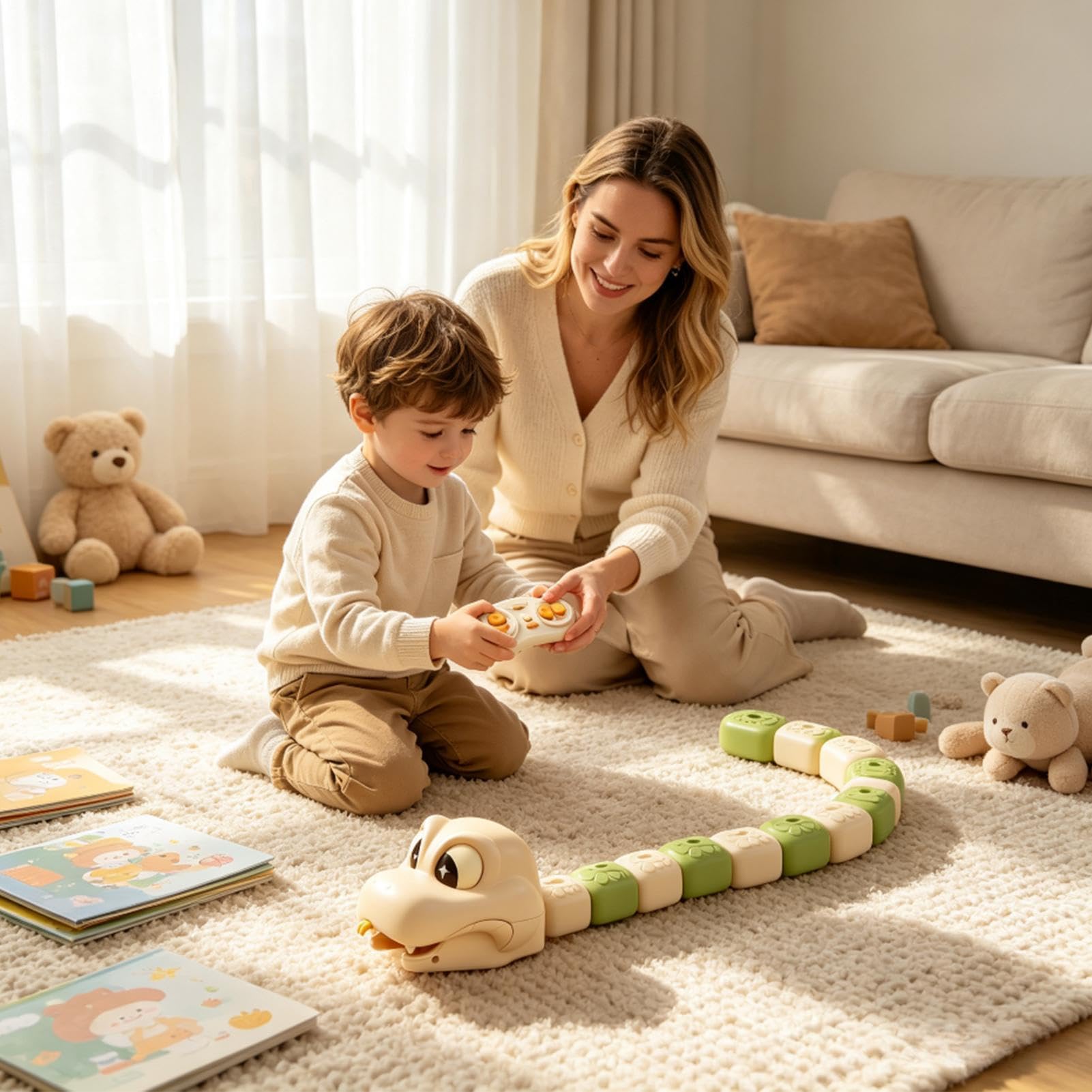 Generico Auto Giocattolo Per Bambini Genitore-Figlio Serpente Magnetico | Elettrico Telecomandato Con E Suoni Per Compleanno Pavimento Asilo E Sala Giochi