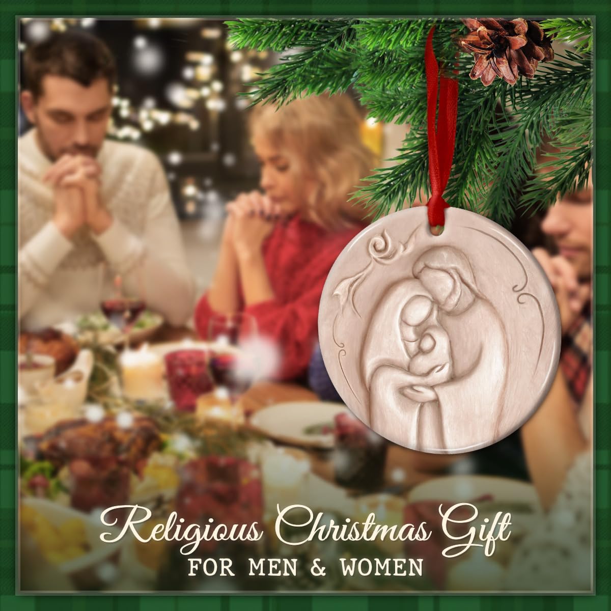 Holy Family Tradition Ornament 2025 - Religious Nativity Scene Ornament, Christian Holiday Keepsake Gift - Mary, Joseph & Baby Jesus Ceramic Christmas Tree Hanging Decor - Image 6