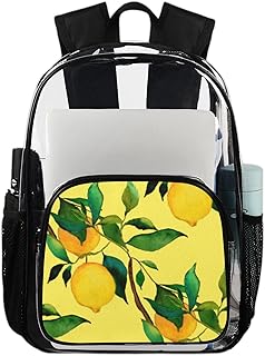 Mochila transparente limão frutas cítricas mochila resistente para livros, mochila transparente à prova d'água limão bonito mochila transparente PVC com alça de ombro reforçada para escola, trabalho, viagens, Multicor