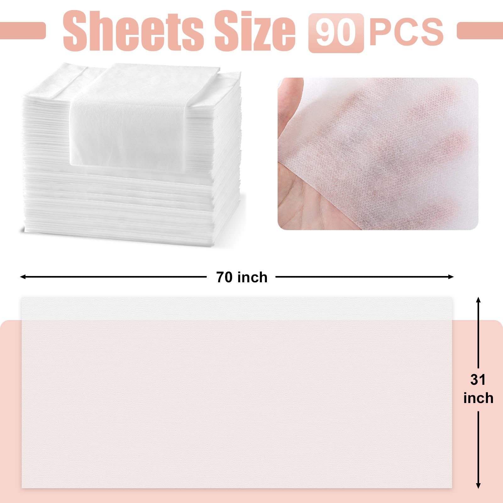 Disposable Spa Massage Table Sheets, Non-Woven Fabric, 70 x 31 Inch