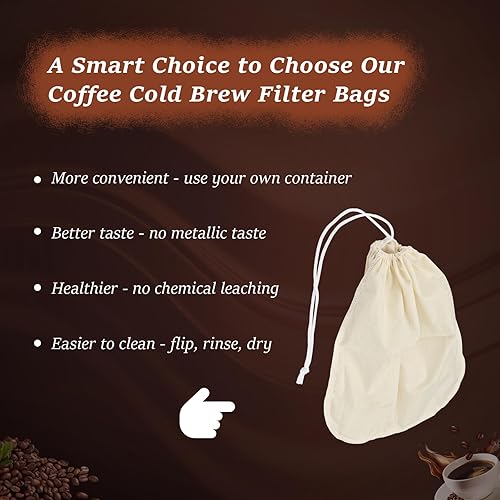 Miniatura 6 de Bolsa de café fría compatible con Toddy Cold Brew Systems, tarros Mason y jarras para máquina de café frío, para 12 x 11 pulgadas, bolsa de filtro