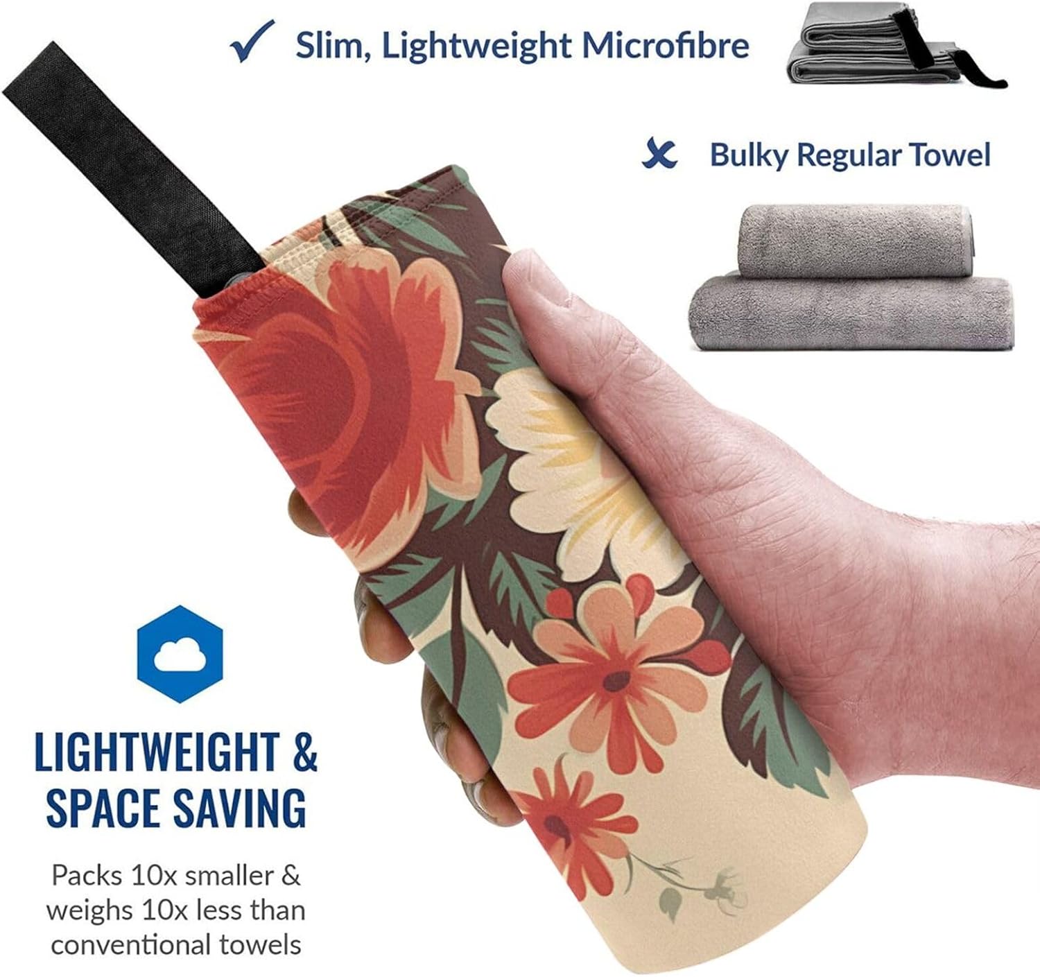 KHiry Microfiber Towel Beach Towels Retro Flower Quick Dry Towel Soft Lightweight Travel Towels Absorbent Large Easy Pack Travel Things Beach Blanket for Gym Sports Swimming