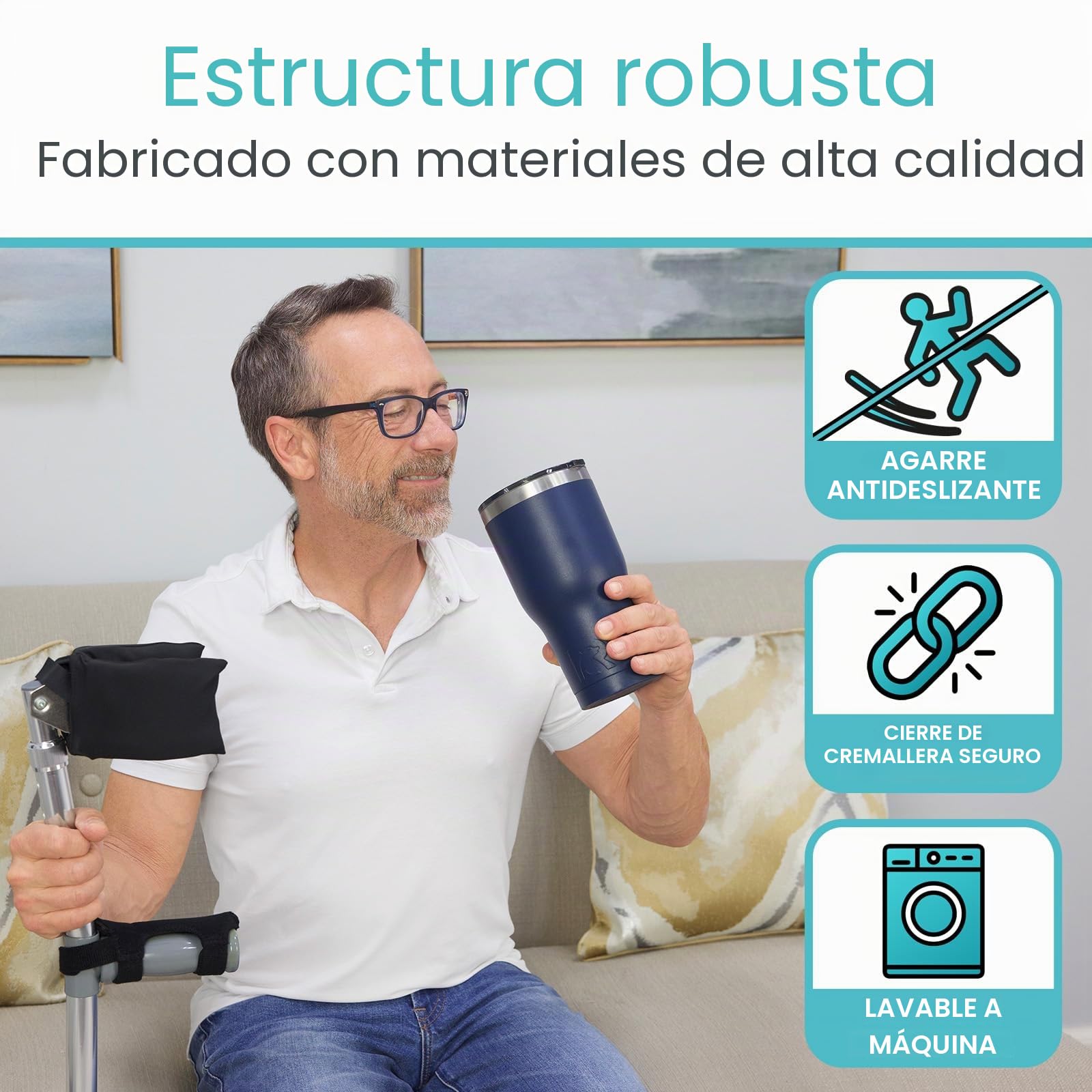 Vive Almohadillas para muletas de antebrazo (para muletas de medio puño) – acolchado de cubierta de brazo | Accesorio: cómodo, transpirable, lavable a máquina. Comprueba la compatibilidad para garantizar un ajuste correcto