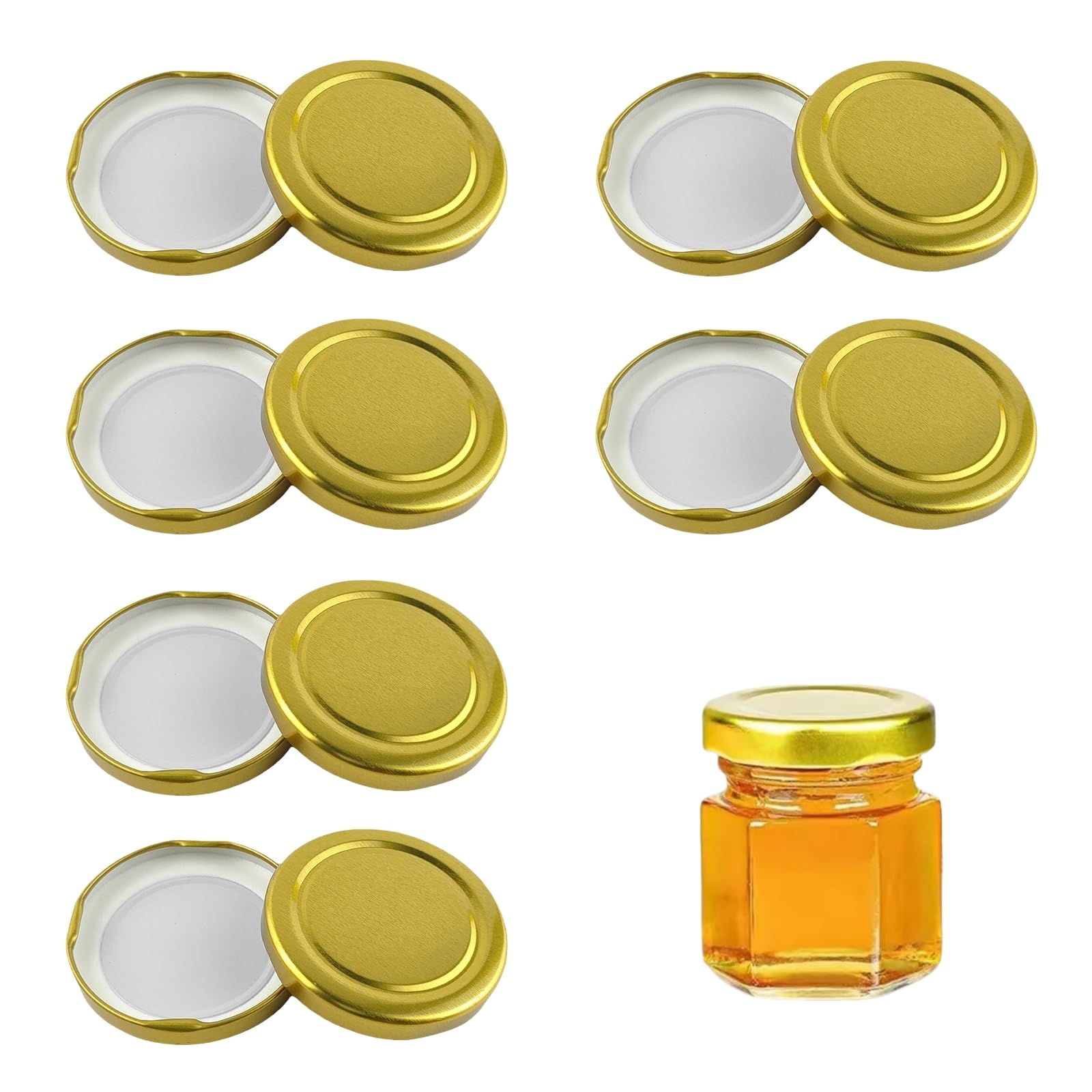 12 Pcs Golden Universal jam jar covers,Mason Jar Covers Decorative Canning Lid,Lids for Preserving Jars,Sauce Jars,Storage Jarjam jar lids (82MM)