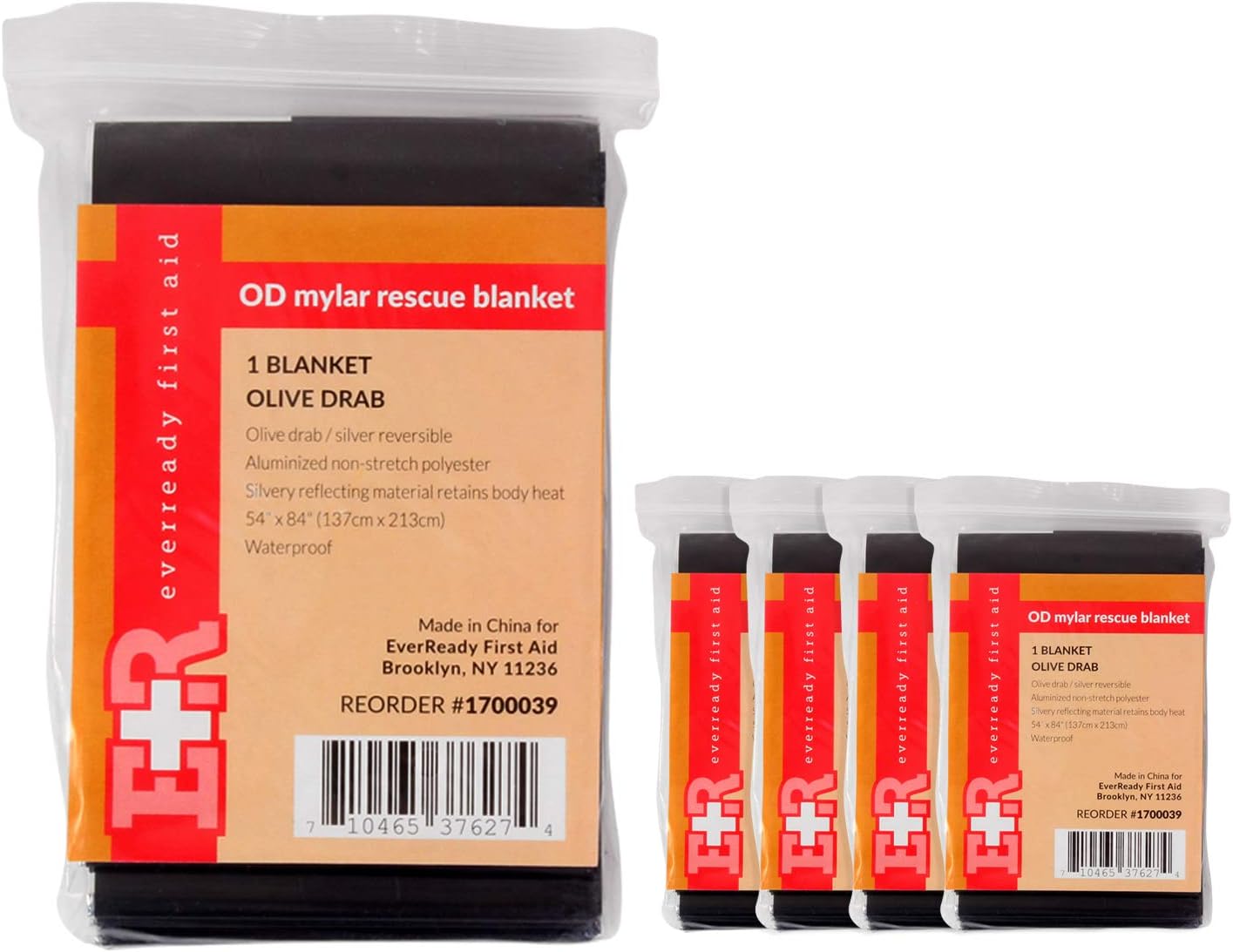 Ever Ready First Aid Mylar Rescue Blanket, Large Olive Thermal Sheet for Emergency and Survival, 54” x 84” – 20 Count