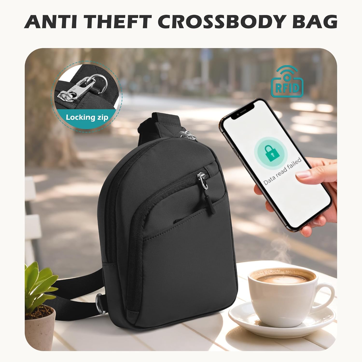 TOPEAST Anti Theft Crossbody Bags for Women Men, Small Sling Crossbody Bag Travel Purse Shoulder Wallet with RFID Blocking - Image 4