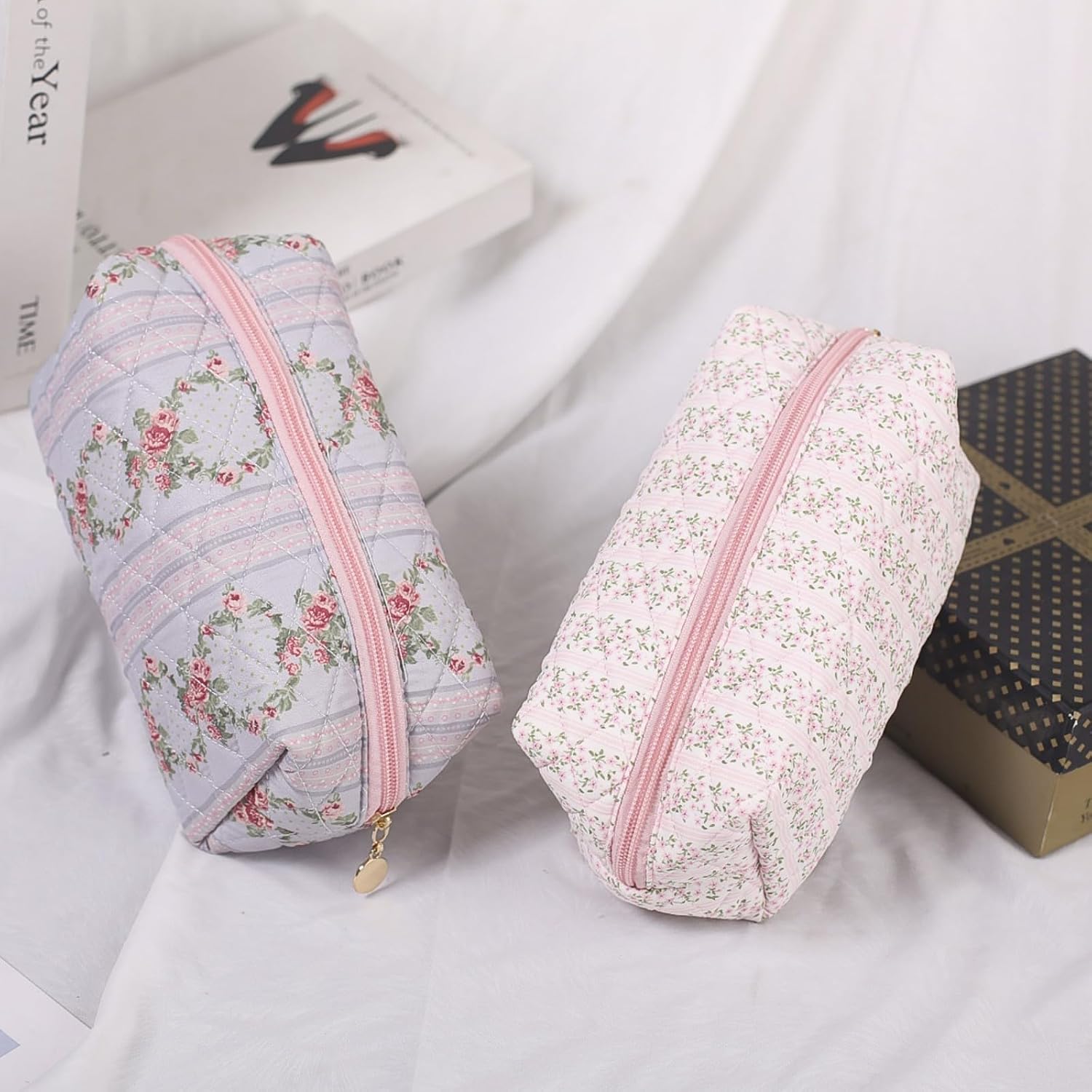 Pencil Case Floral Cute Pencil Case Student Pen Pouch Makeup Pouch Cute Flower Office College Cosmetic Makeup Bag Organizer Large (pink)