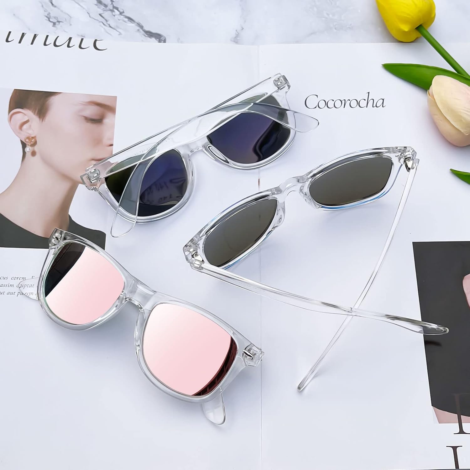 Joopin 3 Pack Square Sunglasses Polarized UV Protection Trendy Sun Glassses Fashion Shades for Women Men - Image 6