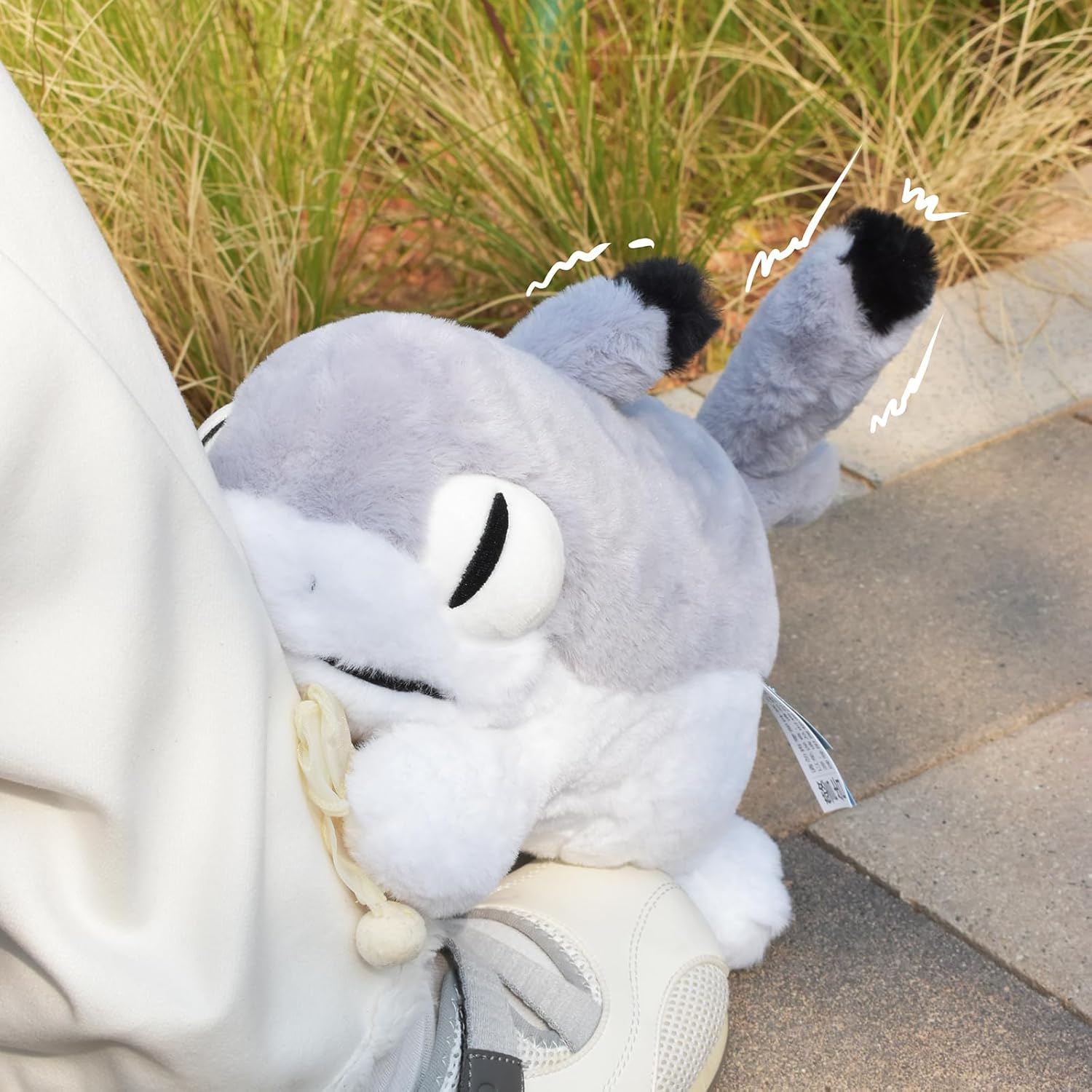 Yogin, Original Stuffed Animal Toys, Shark & Cat Combine Plush Toys, Collectable Mini Figure, Creative Stress Relief Gifts for Women (Gray, Standing, 15.7 in)