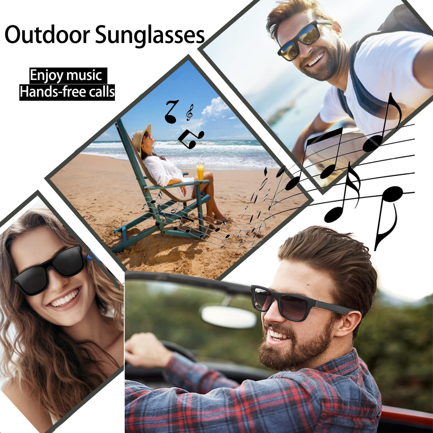 Smart Audio Bluetooth Glasses with Voice Assistant, Lightweight UV Protection Sunglasses with Dual Speakers, Remote Shooting, Music, Hands-Free Calling Outdoor Glasses, for Men and Women