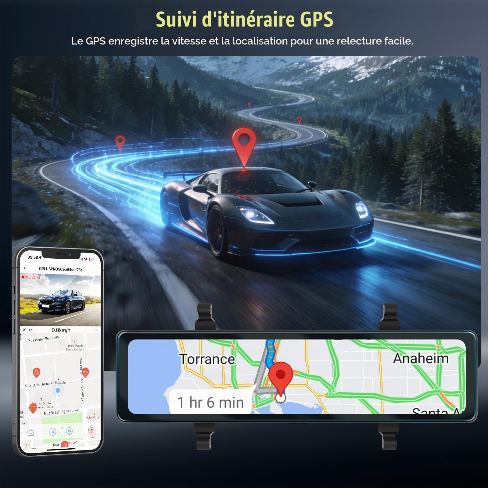 4K Dashcam Avant et arrière, 11,26 Pouces Caméra Embarquée Tactile 4K+1080P avec GPS, ADAS, APP, Vision Nocturne, Capteur G, Enregistrement en Boucle, Surveillance du stationnement 24 Heures