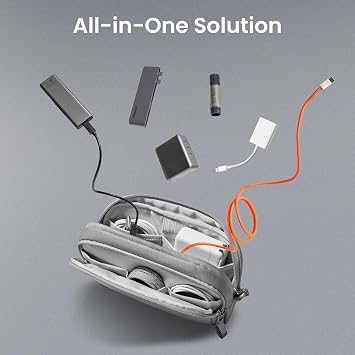 Tomtoc Electronic Organizer Travel Case، مقاومة للماء مزدوجة المقصورة التقنية حقيبة كابل منظمة للشاحن ، الحبل ، الهاتف ، القرص الصلب ، بنك الطاقة ، اكسسوارات أساسيات السفر