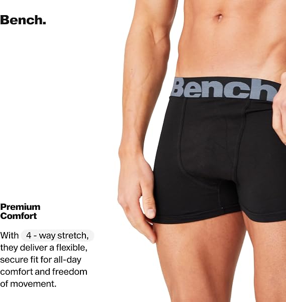 Bench Men's Suttonia Boxer Shorts Multipack, 7 Pack, Black