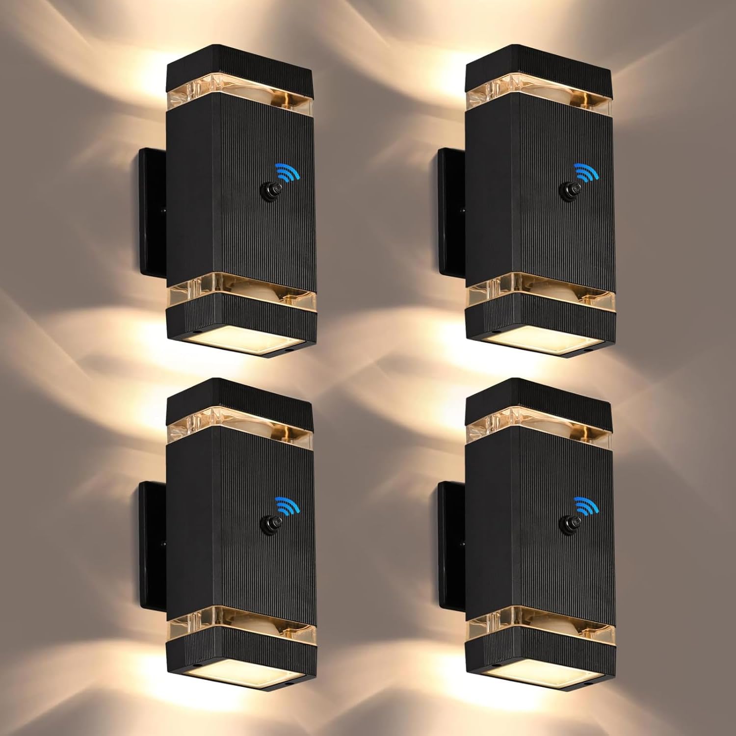 Photo 1 of futxnziey Outdoor Wall Lights 2 Packs, Aluminum Up and Down Outdoor Lights, Modern Black Wall Sconce with Dusk to Dawn Sensor Exterior Wall Light for Porch Patio Door