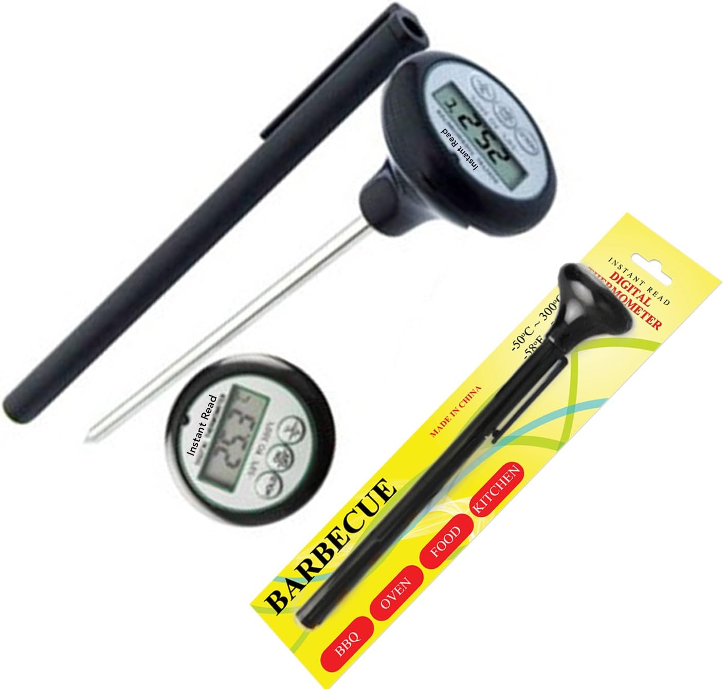 Instant Read MEAT Thermometer - Best Quick Read Digital Cooking Thermometer for All Food, Meat, Turkey, Grill, BBQ, Smoker, Kitchen and Candy - LCD Screen, Long Probe