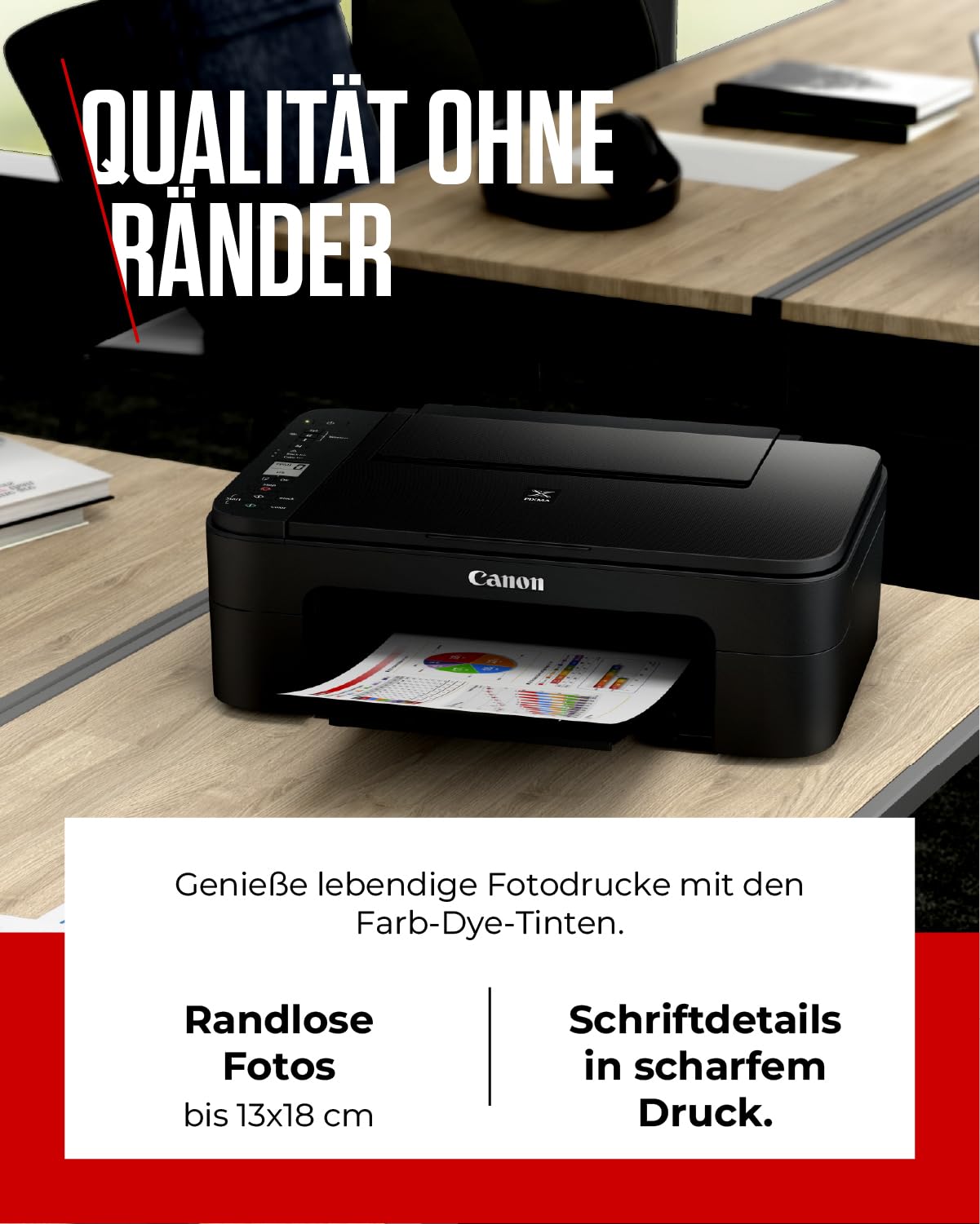 Canon PIXMA TS3350 Drucker Farbtintenstrahl Multifunktionsgerät DIN A4 (Scanner, Kopierer, 4.800 x 1.200 dpi, WLAN, USB, Apple AirPrint, PIXMA Cloud-Link), schwarz