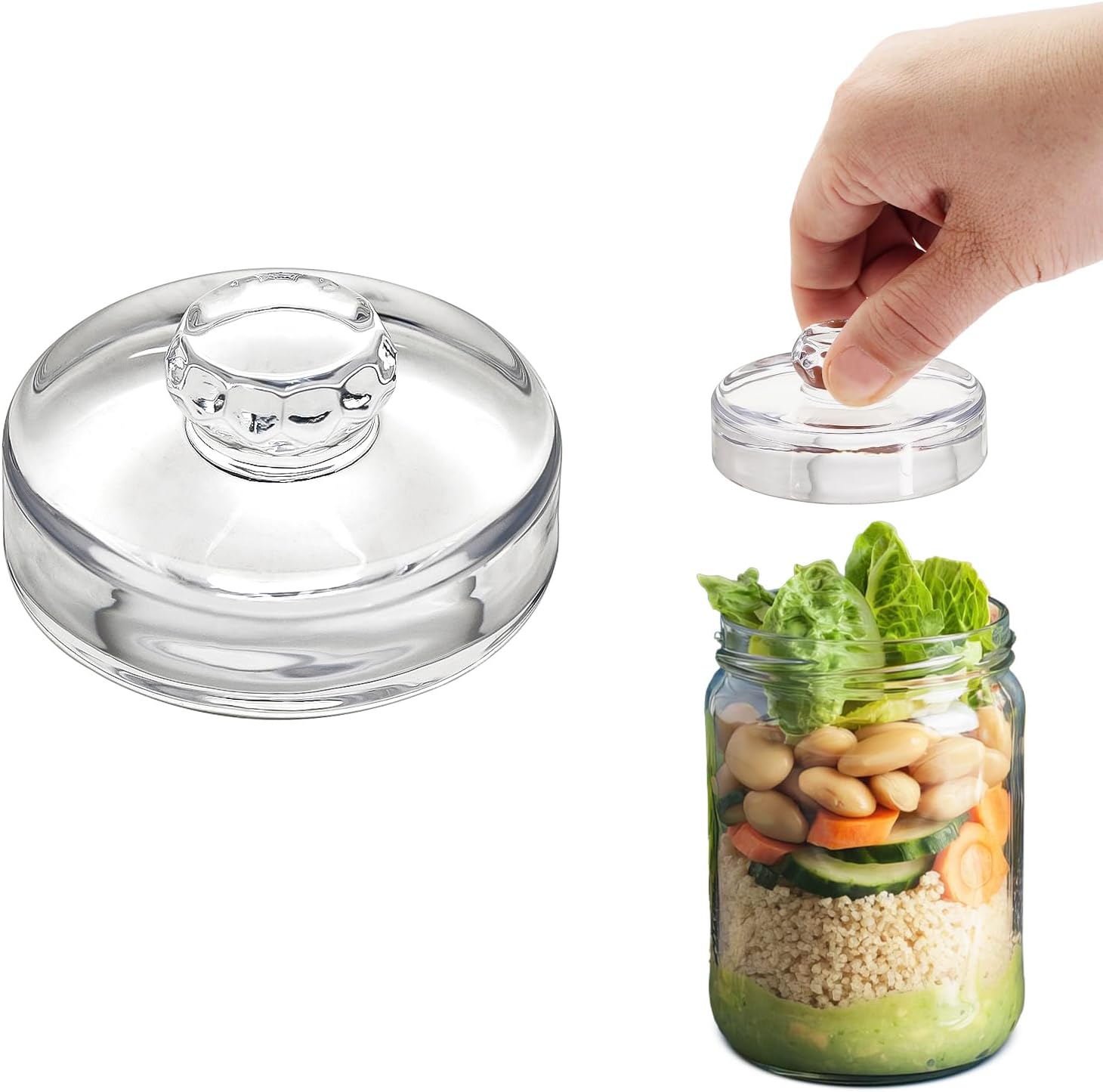 3Pcs Fermentation Glass Weights with Easy Grip Handles, Clear Canning Weights and Pickling Glass Weight for Wide Mouth Mason Jars, Fermenting Kit, Kimchi, Sauerkraut (3)