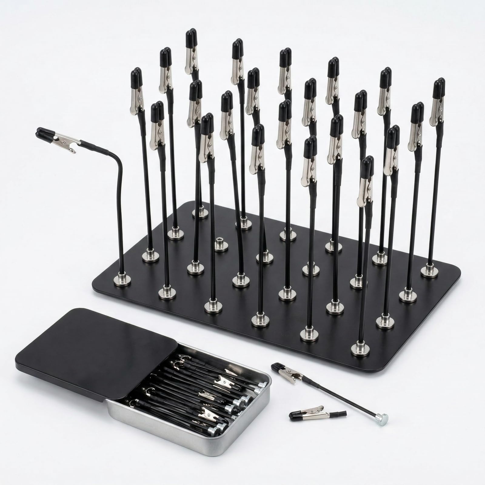 Magnetic Helping Hands Soldering Station, All-in-One Metal Painting Base Stand Holder with 20 Flexible Alligator Clips & Adjustable Arms for Airbrush Hobby, Model Car Parts, Crafts, PCB
