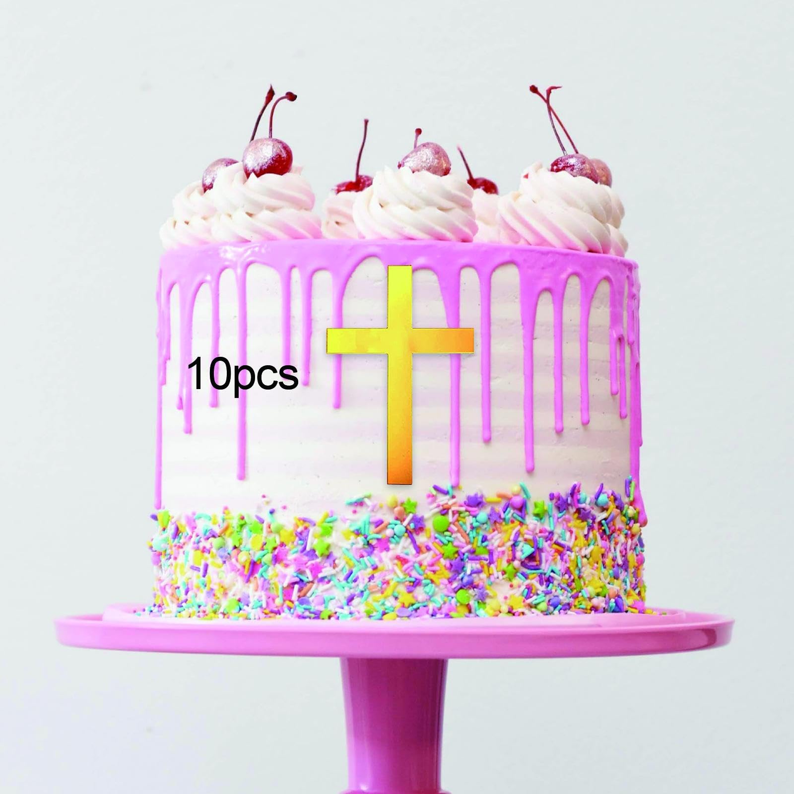 4X 10 Piezas Adornos Acrílicos en Forma de Cruz para Tartas Decoración Creativa de Lujo Suministros para Tartas de Boda DIY