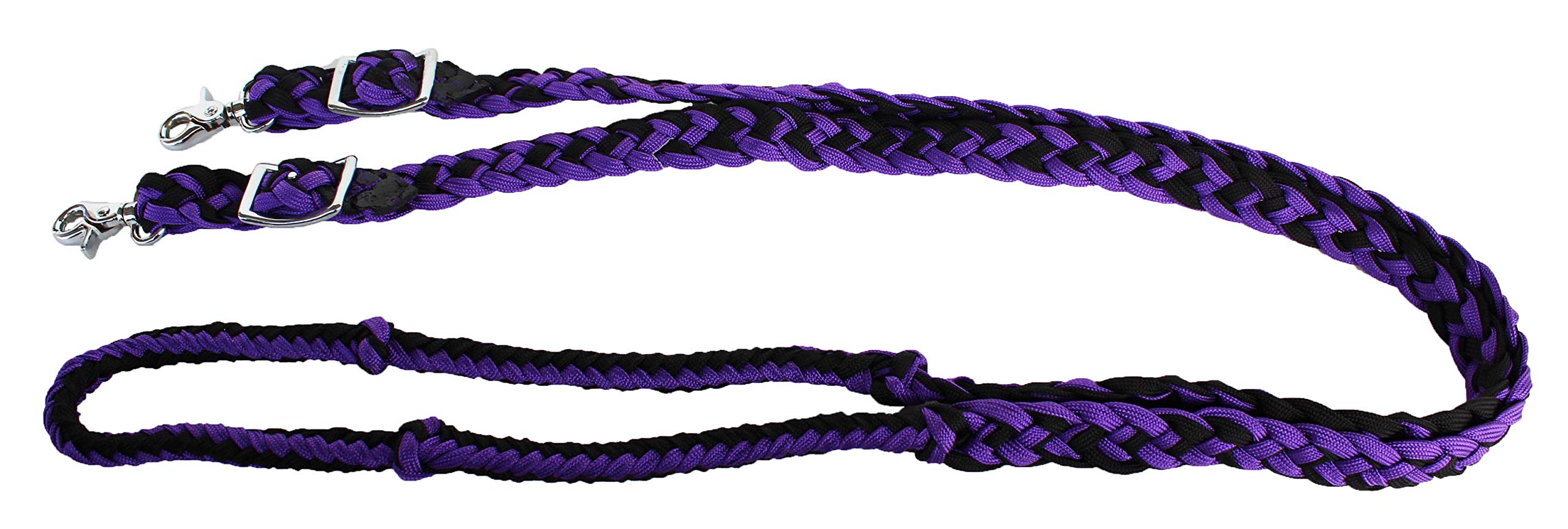 Rênes Western En Nylon Tressé - Couleurs Violet/Orange/Sarcelle - Taille 7-8 Ft