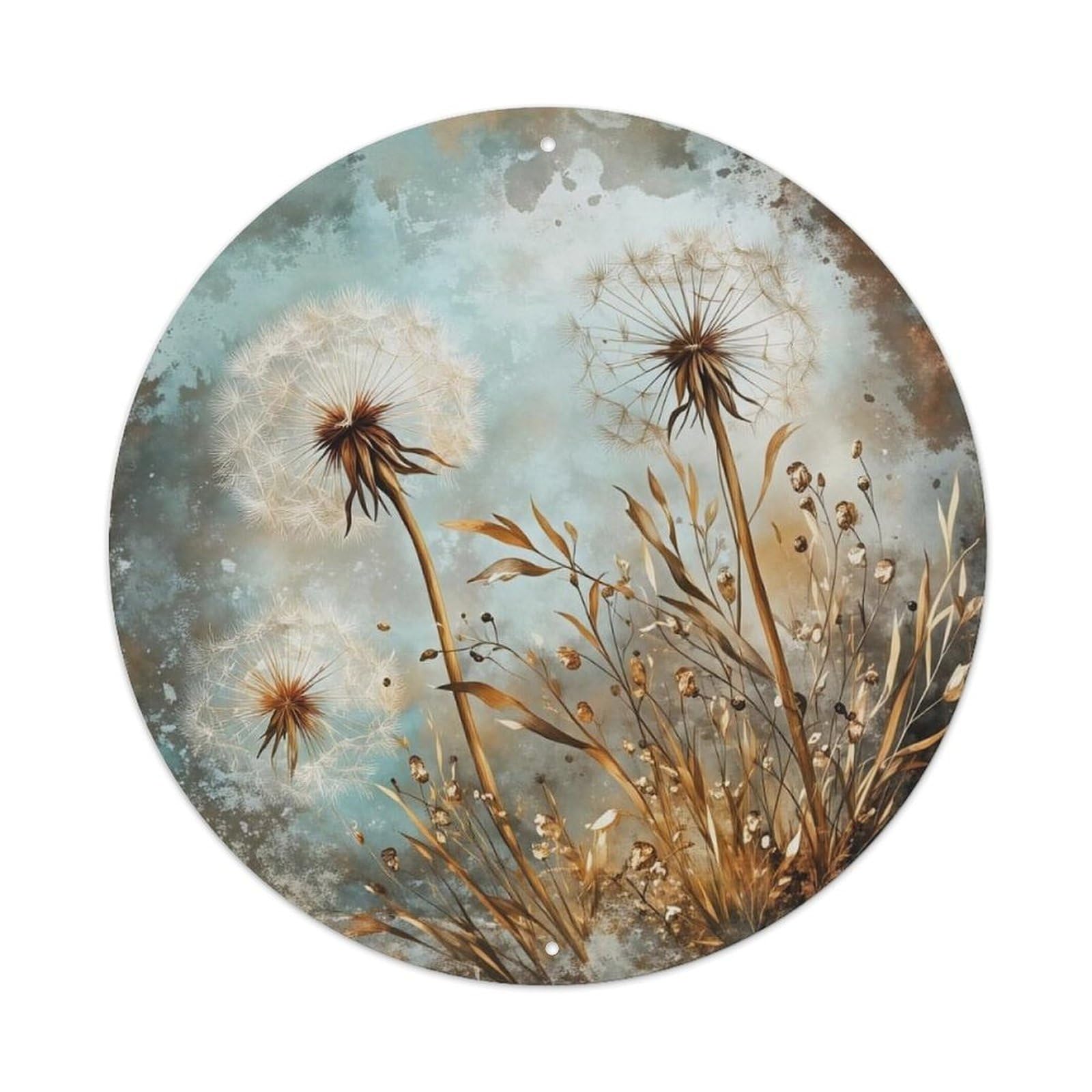 Dandelion Sky Golden Field Art Metal Tin Sign